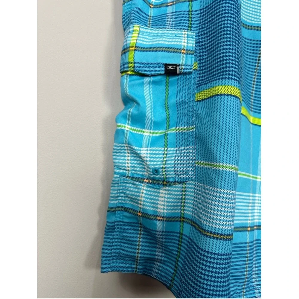 Men's O'Neill Blue Plaid Board Shorts Size‎ 38